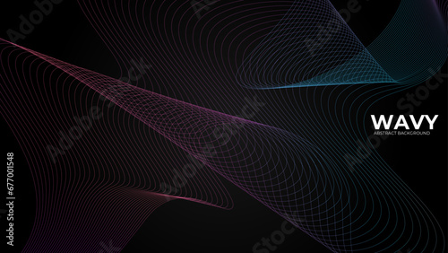 Abstract colorful wave and curve lines with technology background. Futuristic technology concept. Abstract frequency sound wave technology and science background. Wavy banner, template design.Vector i