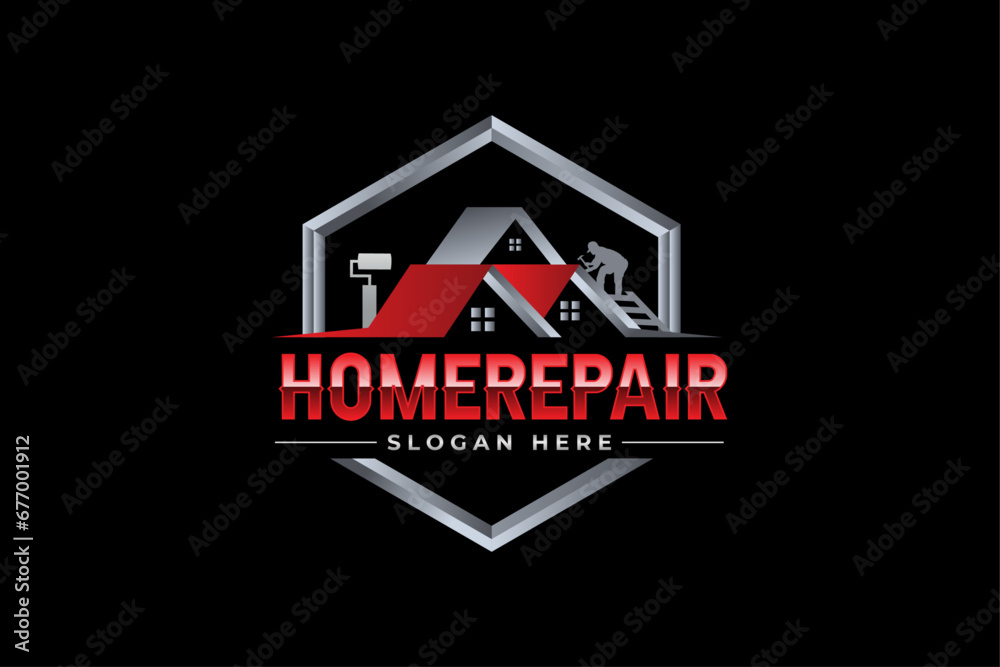 High quality colorful home repair, roofing, remodeling, handyman, home renovation, decor logo High quality colorful home repair, roofing, remodeling, handyman, home renovation, decor logo