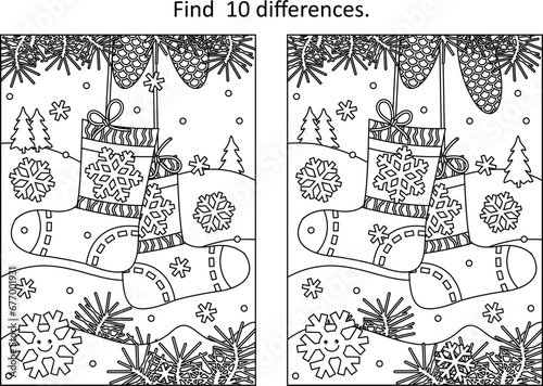 Difference game with socks. Black and white.
