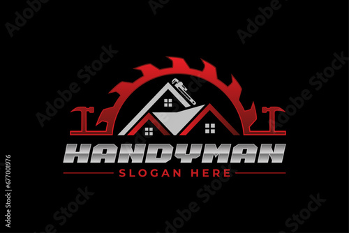 High quality colorful home repair, roofing, remodeling, handyman, home renovation, decor logo	