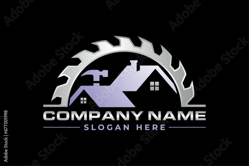 High quality colorful home repair, roofing, remodeling, handyman, home renovation, decor logo	