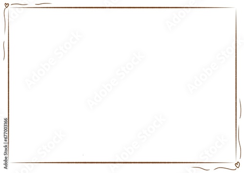 Frame art on white background A4 paper decorate with line art and minimal heart