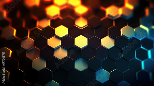 abstract hexagon background, Abstract background hexagon pattern with glowing lights