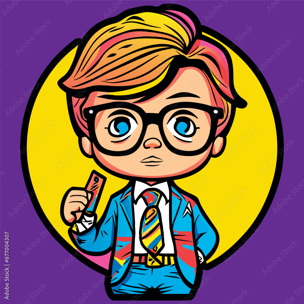 Vivid Illustration of a businessman, office man serious staring something. Vivid Illustration of a businessman, office man serious staring something.
