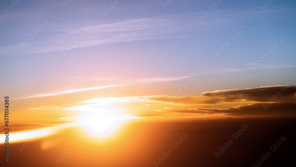 Aerial view of beautiful sunset