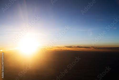 Aerial view of beautiful sunset