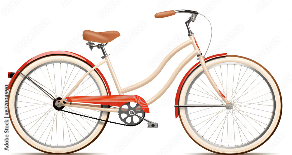 Fototapeta premium Vintage cream and orange bicycle