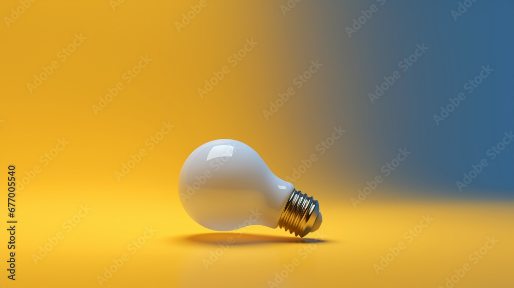 3D Render of Isolated Object Light Bulb on Yellow Background 3D Render of Isolated Object Light Bulb on Yellow Background