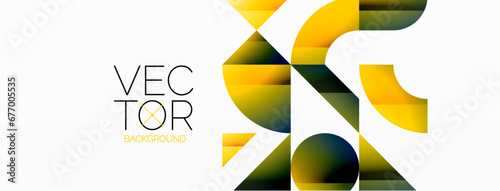Abstract masterpiece formed by delicate interplay of circles, squares, and triangles. Geometric elements converge in harmonious chaos, evoking sense of modern creativity. Symphony of shapes