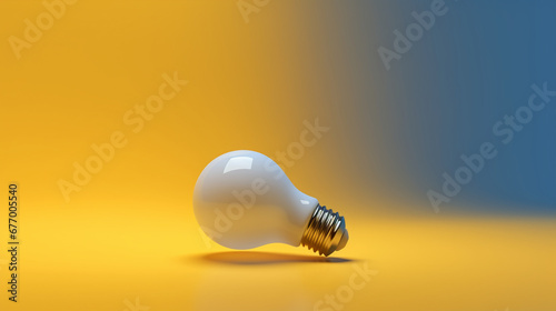 3D Render of Isolated Object Light Bulb on Yellow Background