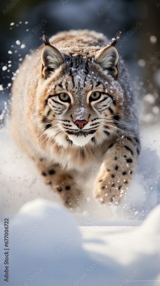 Bobcat in the snow. Bobcat in the snow.