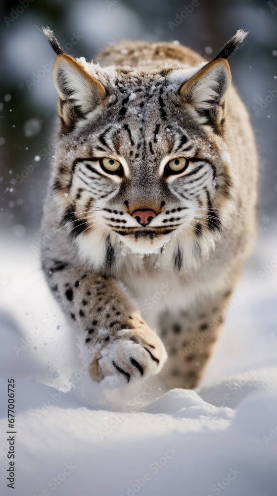 Bobcat in the snow. Bobcat in the snow.