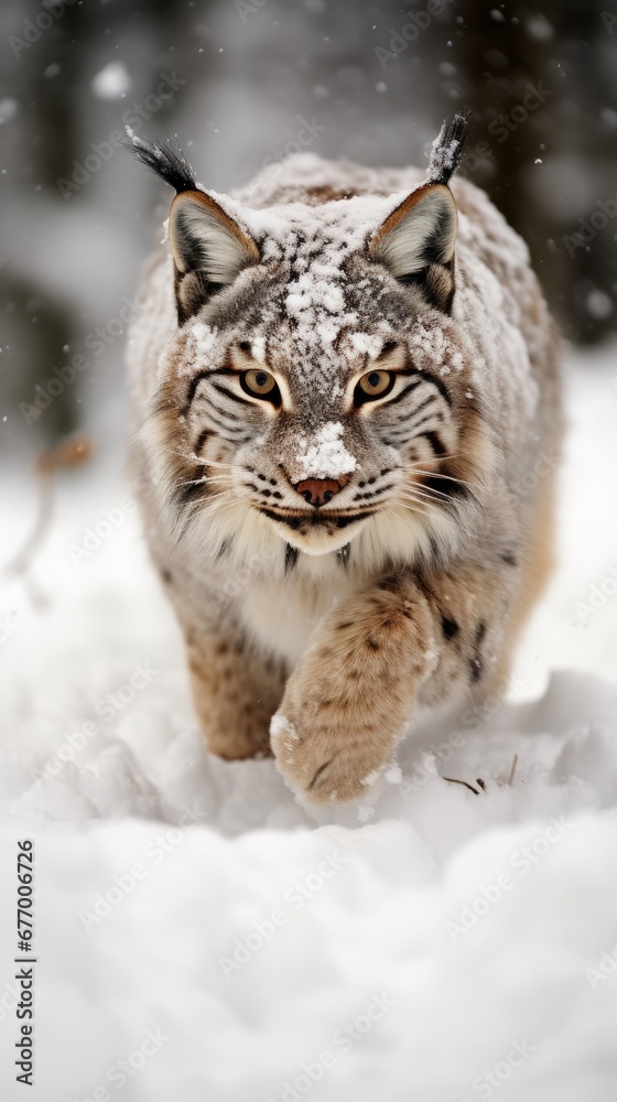 Fototapeta premium Bobcat in the snow.