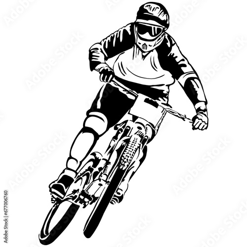 people riding mountain bikes freestyle for stencil printing