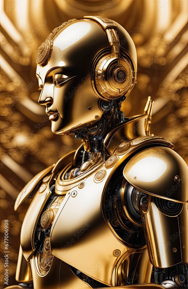 a Golden Buddhas robot with Generative AI.