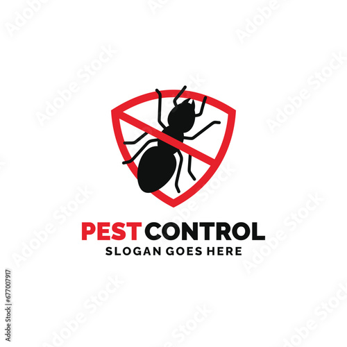 Ant pest control logo design vector illustration. Pest control logo