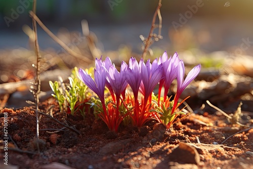 Traditional nature of the saffron flower plant. © LimeSky