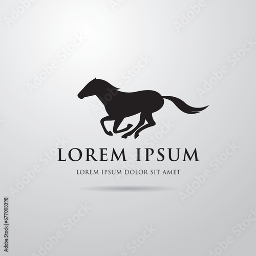 Silhouette of racing horse. Equestrian sport