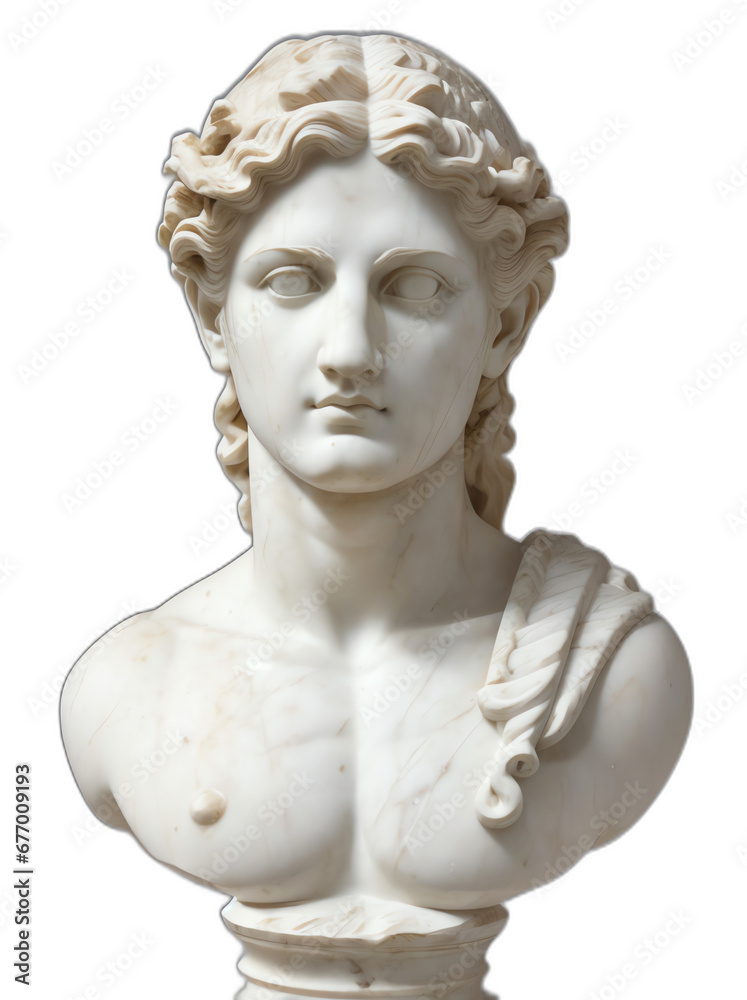Obraz premium Marble head statue of an ancient Greek god apollo from Generative AI