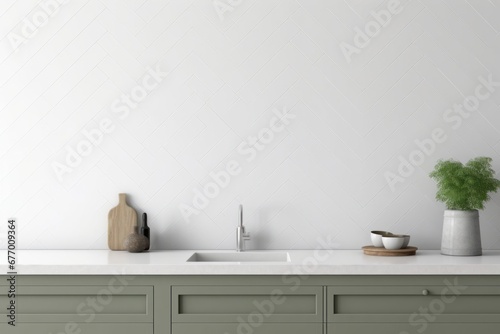 kitchen interior mockup, empty wall mockup, 3d render, Generative AI 