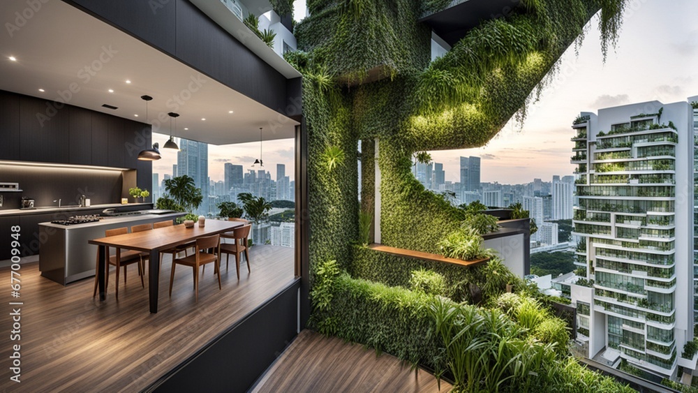 A futuristic apartment building in Singapore with a vertical garden ...
