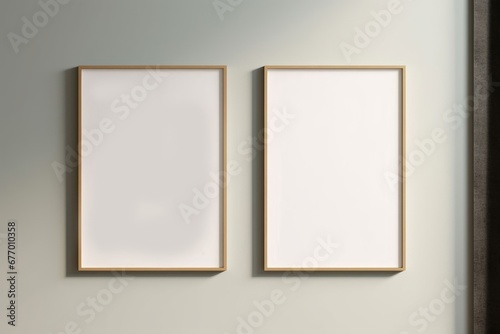 Frame mockup, two frames on the wall, 3d render, Generative AI