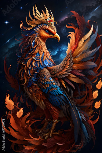 illustration of a phoenix with spread wings