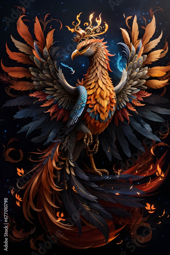 illustration of a phoenix with spread wings
