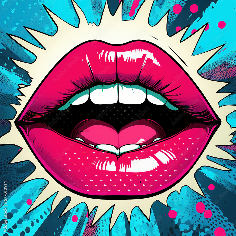 Lip background, pop art, advertising or fashion style.
