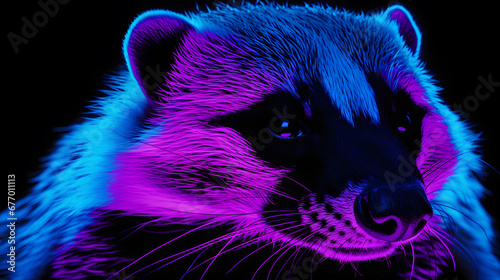 Blacklight of Honey Badger face, This makes the Honey Badger pattern clearly visible in the blacklight. photo