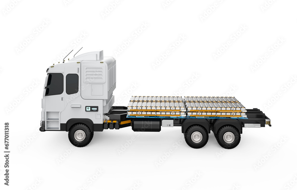 Ev logistic trailer truck or electric vehicle lorry with pack of battery cells module Ev logistic trailer truck or electric vehicle lorry with pack of battery cells module