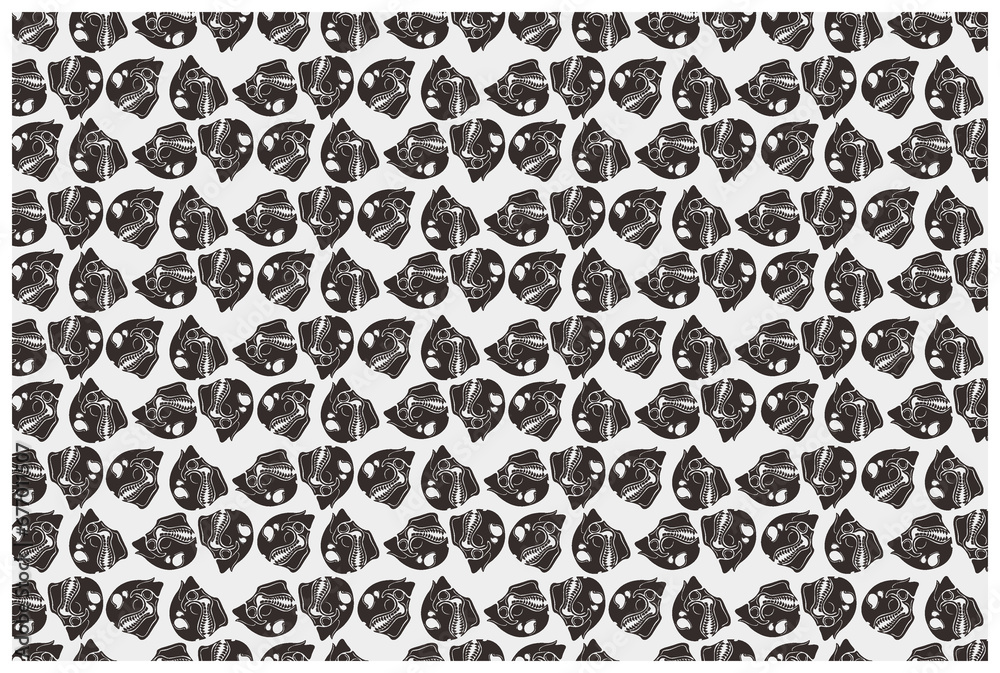 Fototapeta premium Dragon Skull Tattoo Pattern Background