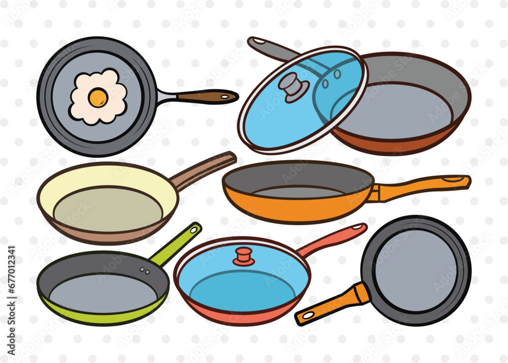 Frying Pan Clipart SVG Cut File | Skillet Pan Svg | Egg Frying Pan Svg ...