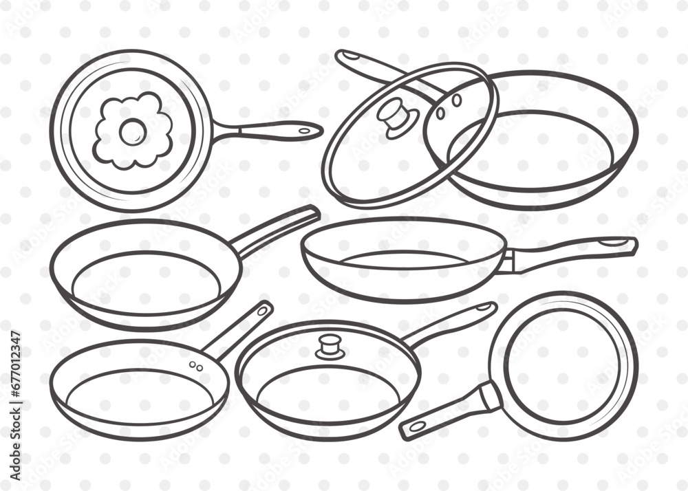 Frying Pan Clipart SVG Cut File Skillet Pan Svg Egg Frying Pan Svg
