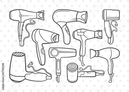 Hair Dryer Clipart SVG Cut File | Blow Dryer Svg | Barber Tools Svg | Hair Blower Svg | Hair Stylist Svg | Hair Dryer Svg Bundle