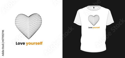 Love yourself text with lohe sign t-shirt and apparel trendy design with heart symbol, typography, print, vector illustration. photo