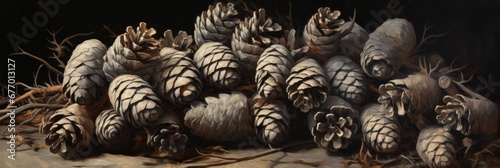 a painting of pine cones, generative AI photo