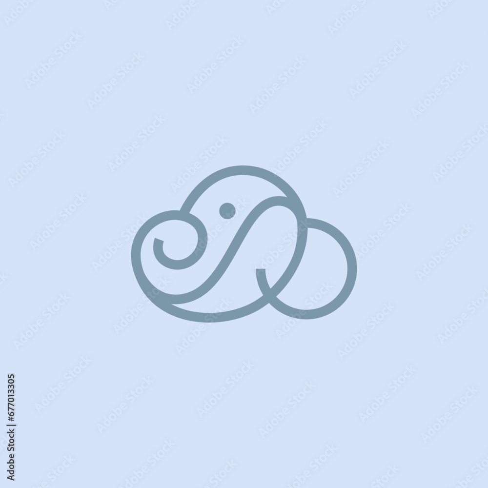 Creative abstract whale cloud logo design for your company Creative abstract whale cloud logo design for your company
