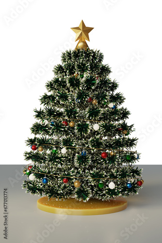 3d render A christmas tree with decrorate item .