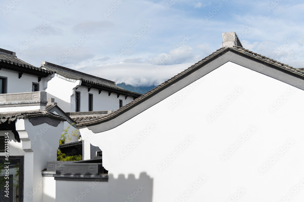 Chinese traditional style building under blue sky Chinese traditional style building under blue sky