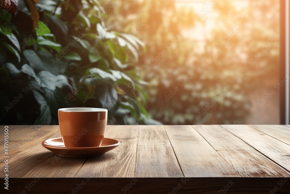 coffee cup on the table in morning, generative ai. coffee cup on the table in morning, generative ai.