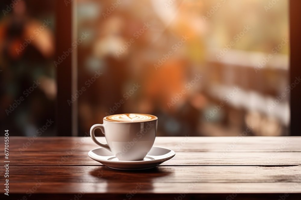 coffee cup on the table in morning, generative ai.