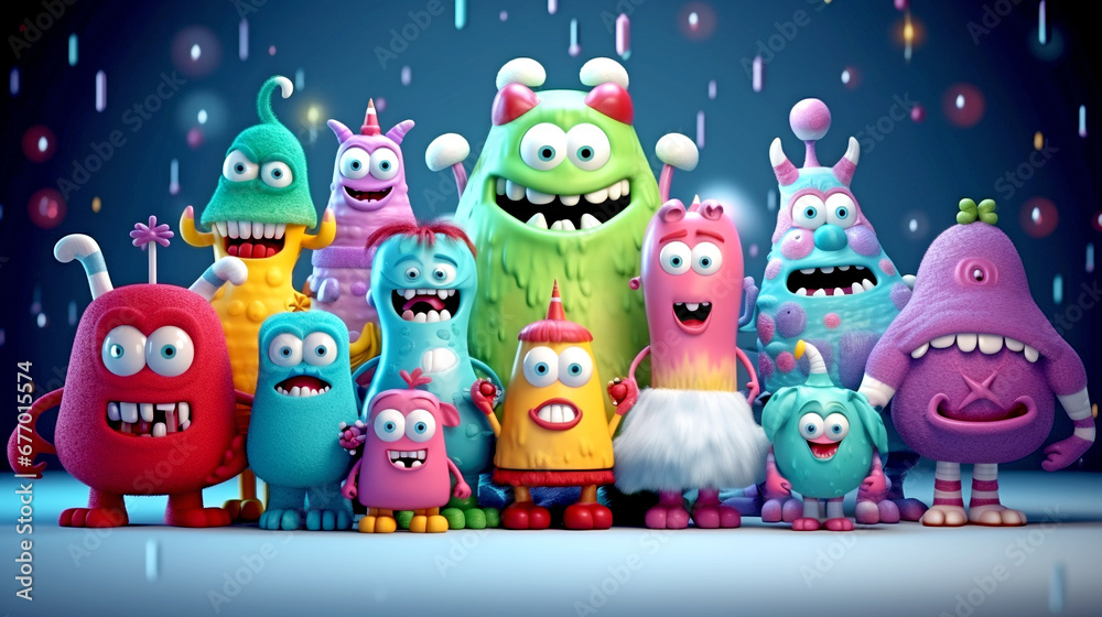 CHRISTMAS CARD WITH HAPPY, FUNNY, CARTOON MONSTERS, legal AI CHRISTMAS CARD WITH HAPPY, FUNNY, CARTOON MONSTERS, legal AI