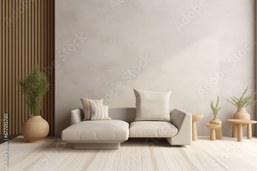 modern living room interior background  blank wall mockup  3d render  Generative AI