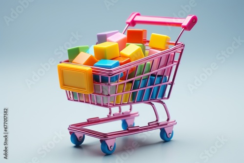 3D Shopping Cart Illustration on Isolated Background created with Generative AI