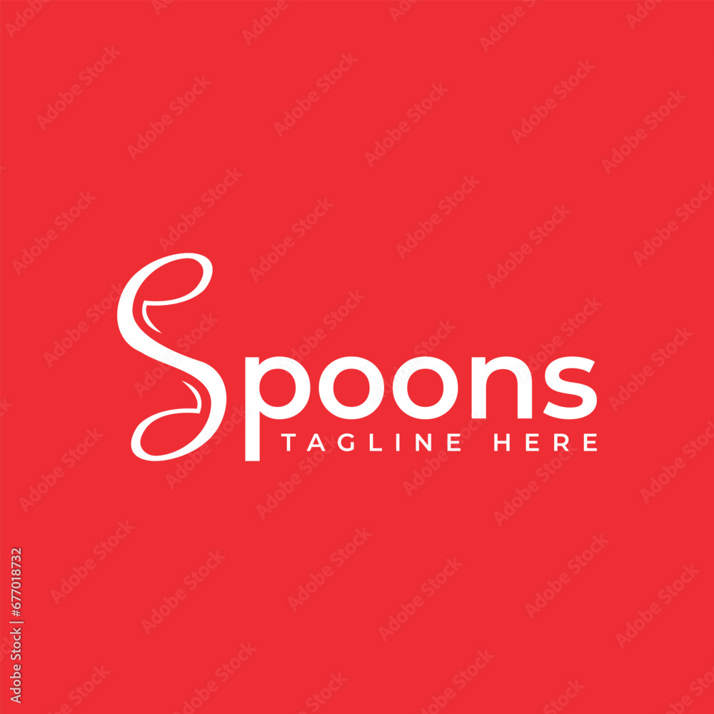 Spoon logo wordmark creative modern minimal text logo design concept for restaurant and food services Spoon logo wordmark creative modern minimal text logo design concept for restaurant and food services