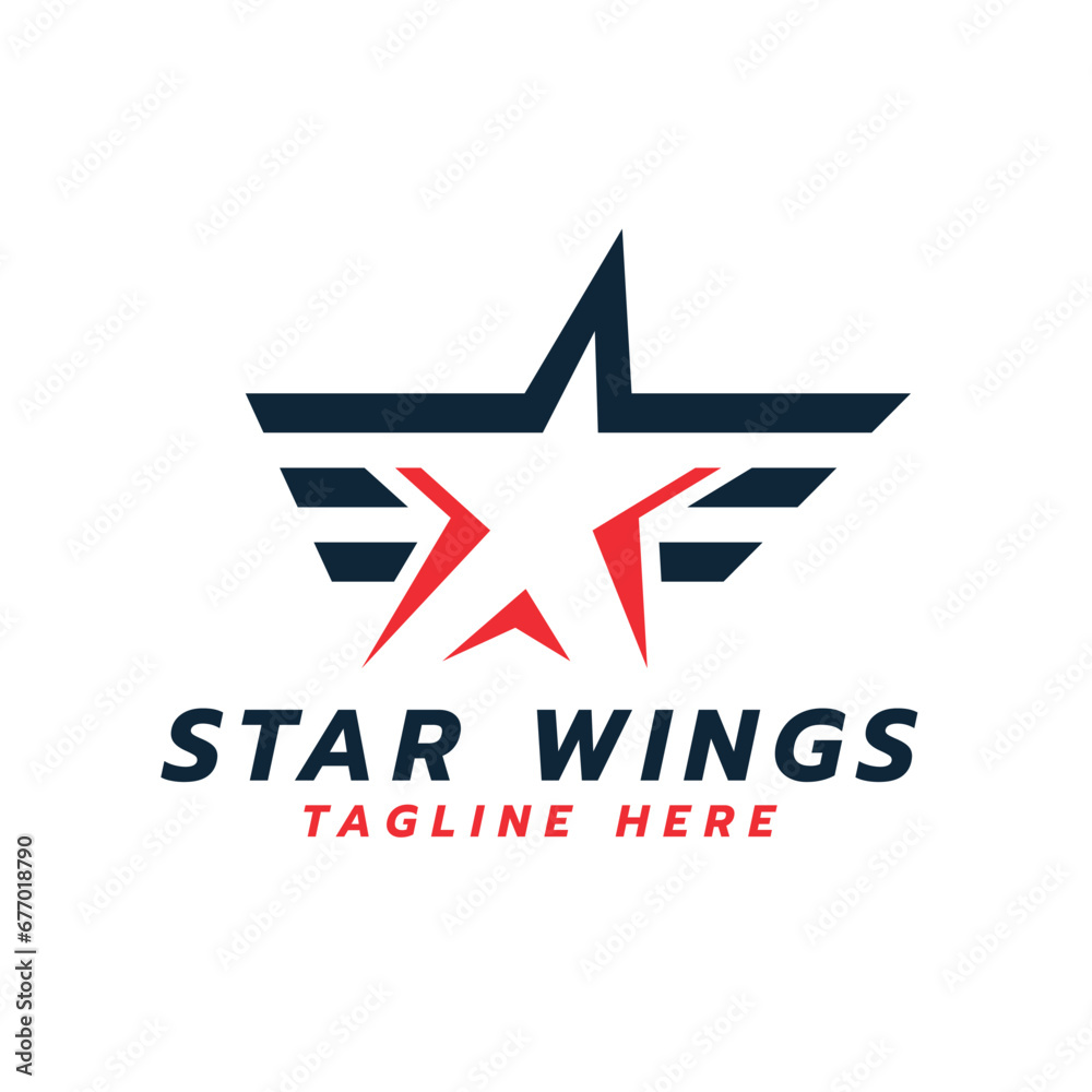 star wings logo design creative modern minimal concept