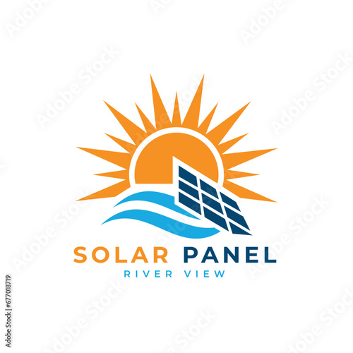 solar panel energy logo design creative and modern concept