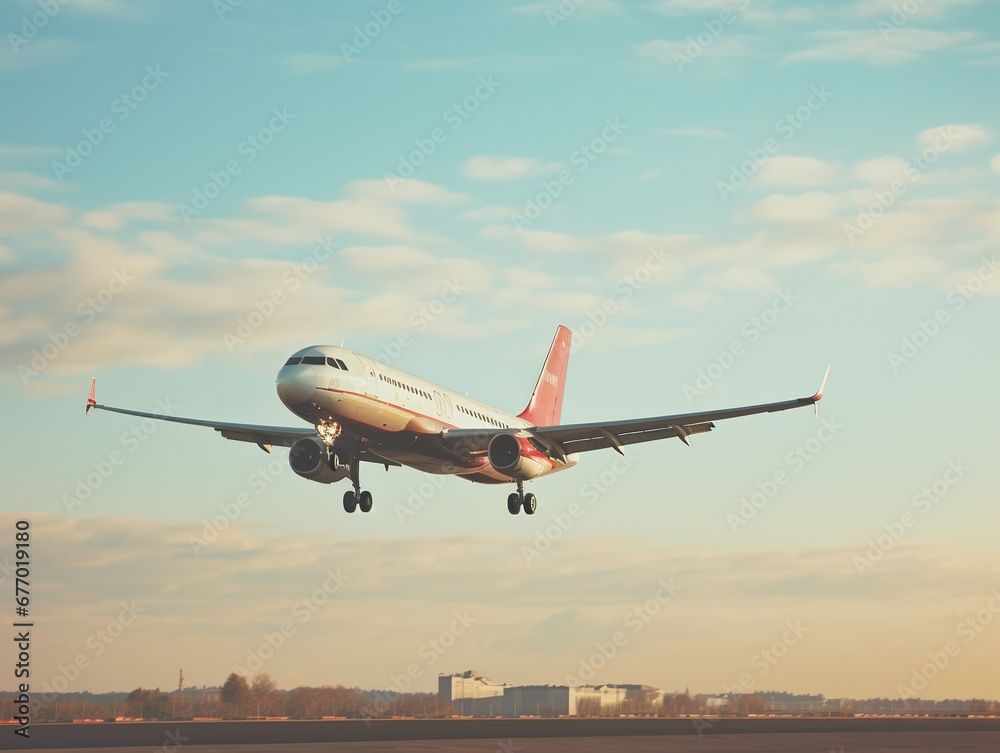 Airplane taking off from the airport. Passenger plane fly up over take-off runway from airport. Airplane taking off from the airport. Passenger plane fly up over take-off runway from airport.