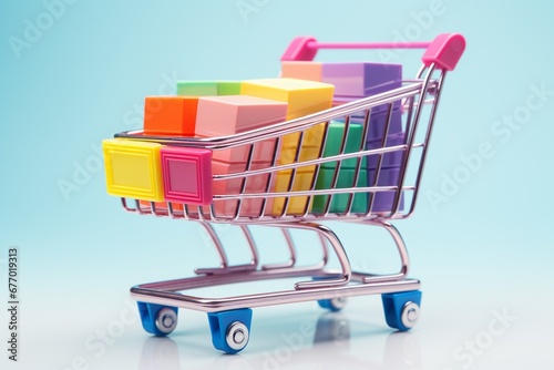 3D Shopping Cart Illustration on Isolated Background created with Generative AI